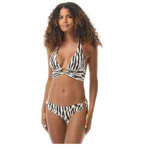 CARMEN MARC VALVO HALTER BIKINI TOP - SAFARI STRIPE